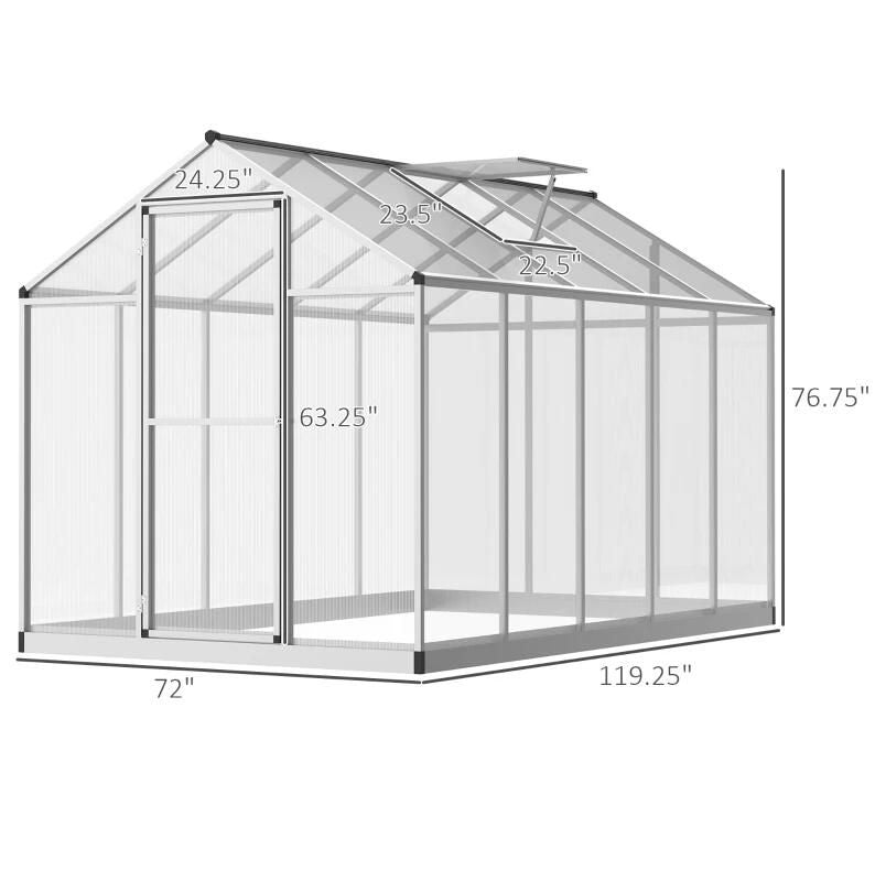 10' L x 6' W Walk-In Polycarbonate Greenhouse