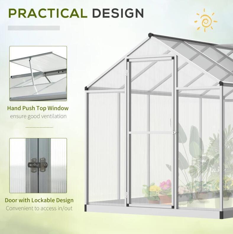 10' L x 6' W Walk-In Polycarbonate Greenhouse