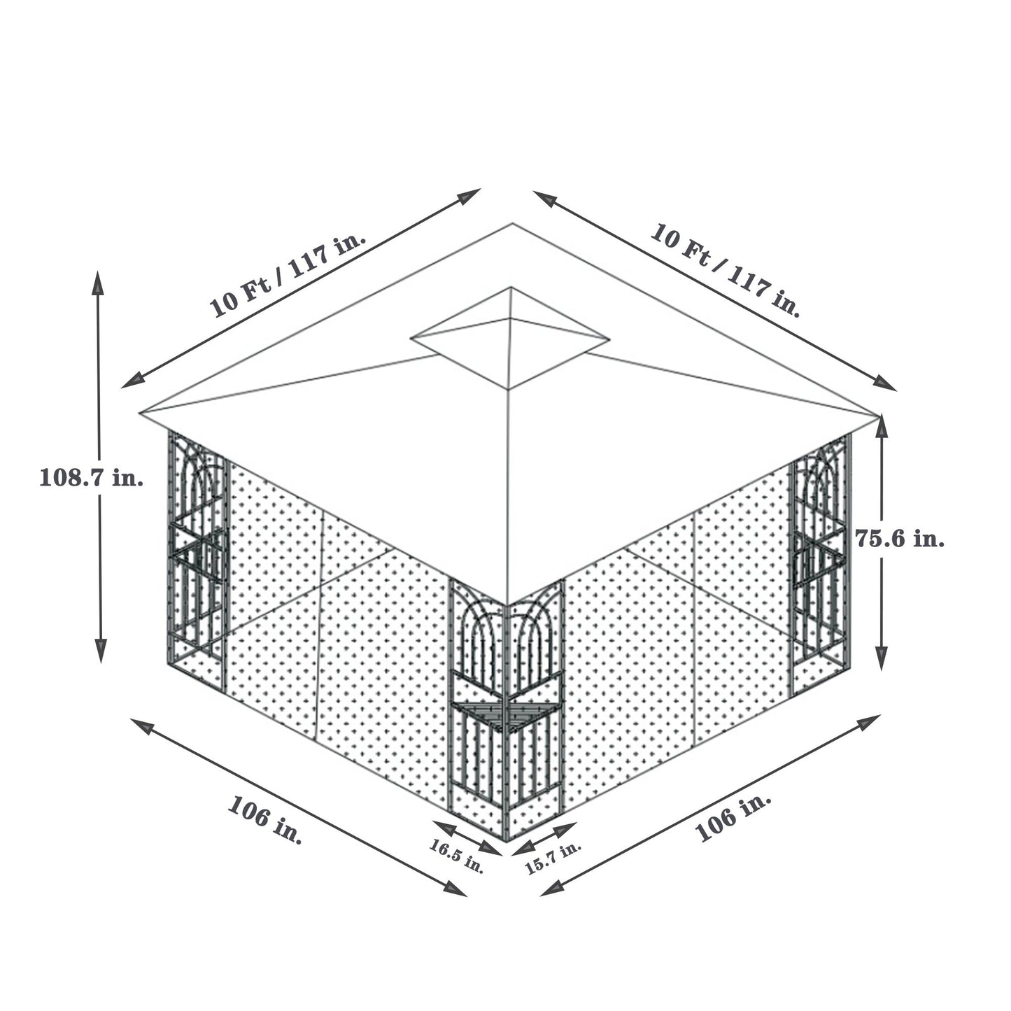 10' x 10' Outdoor Patio Gazebo with Mesh Sidewalls, Ventilated Double Roof, and Detachable Mosquito Net, Suitable for Lawn, Garden, Backyard, and Deck, Brown Top