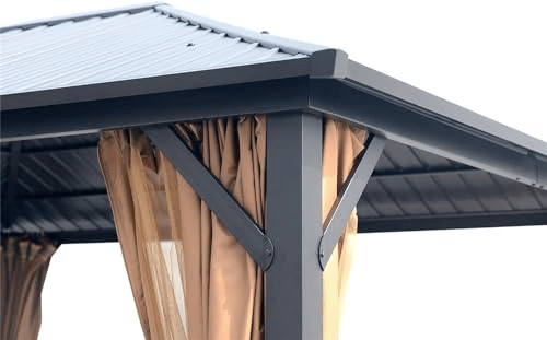 10' x 12' Hardtop Metal Gazebo, Heavy Duty Galvanized Steel Pergola with Mosquito Nets, Sturdy Outdoor Canopy for Gardens, Patios, and Backyards