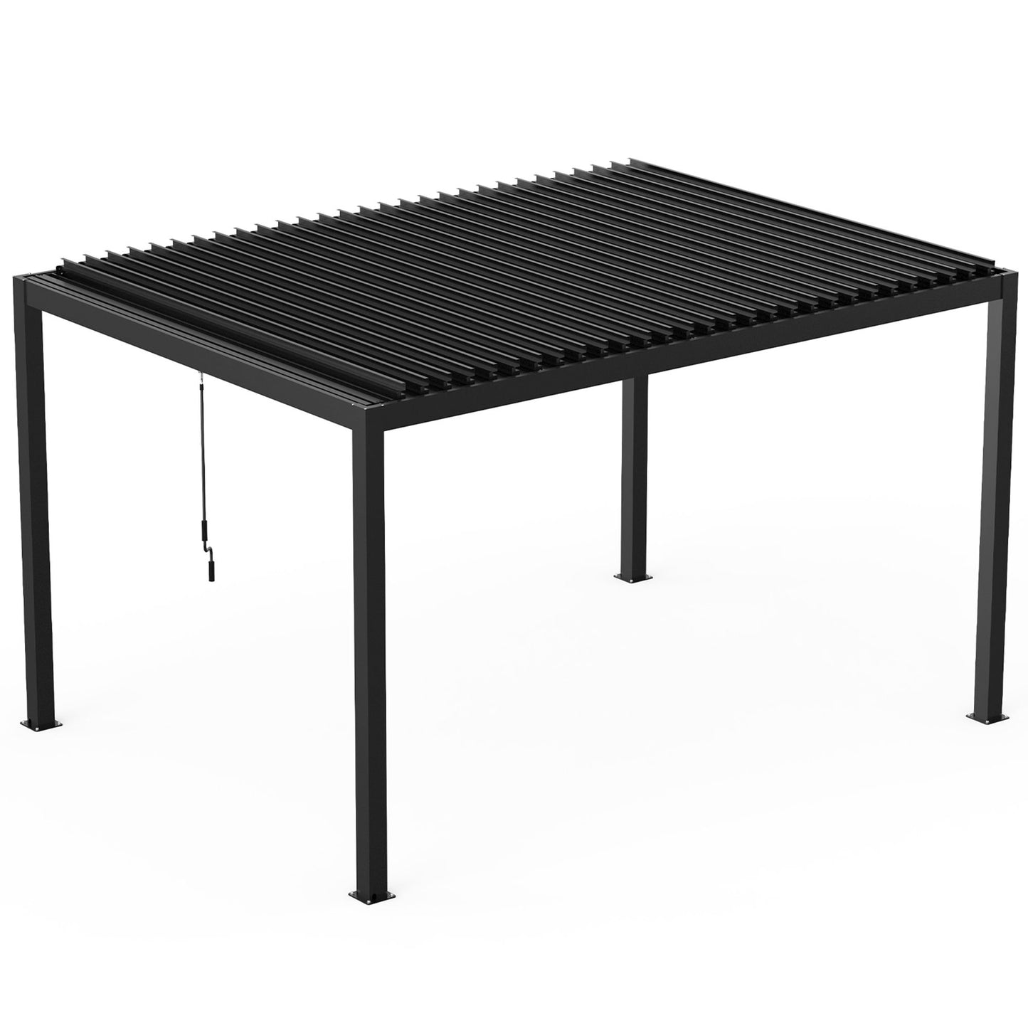 10' x 13' Aluminum Pergola with Adjustable Louvered Roof – Black, Powder-Coated Frame, Steel Louvers