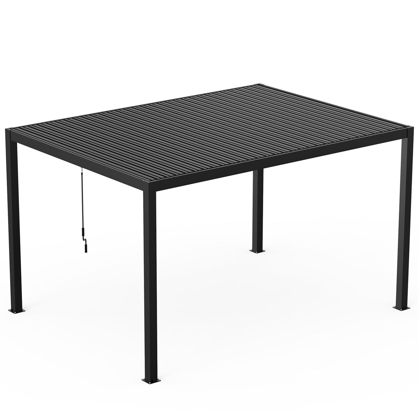 10' x 13' Aluminum Pergola with Adjustable Louvered Roof – Black, Powder-Coated Frame, Steel Louvers