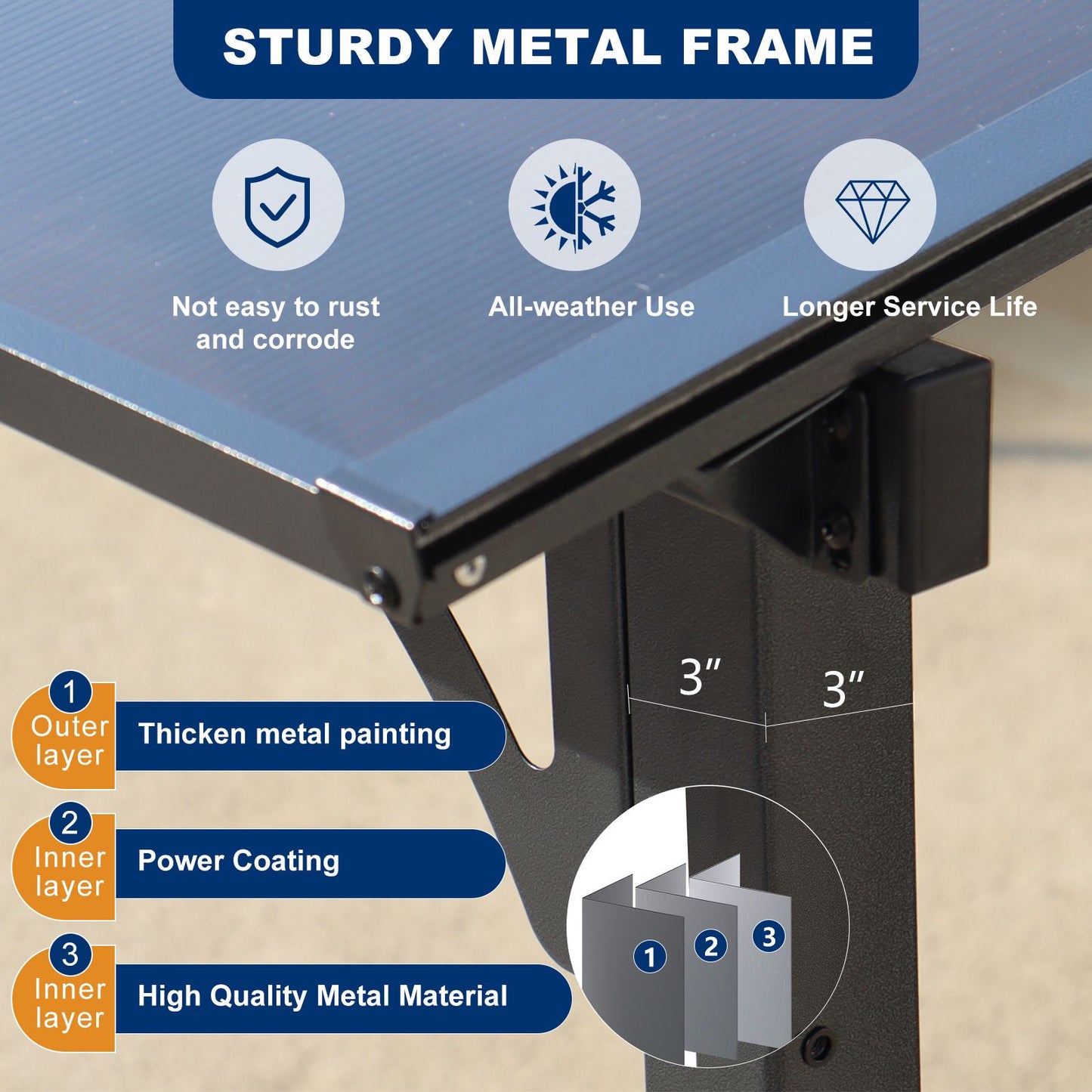 10' x 14' Wall-Mounted Lean-To Pergola – Gray, Powder-Coated Steel Frame, Heavy Duty Awning for Patio & Backyard