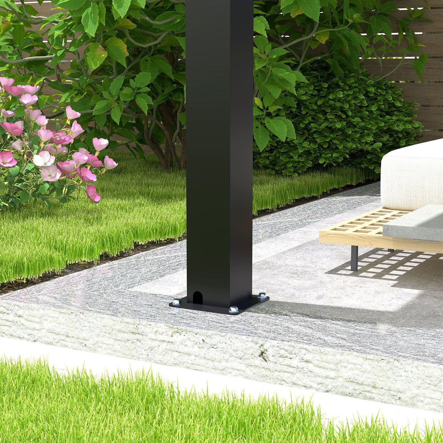 10' x 19' Aluminum Pergola with Adjustable Louvered Roof – Black, Powder-Coated Frame, Steel Louvers