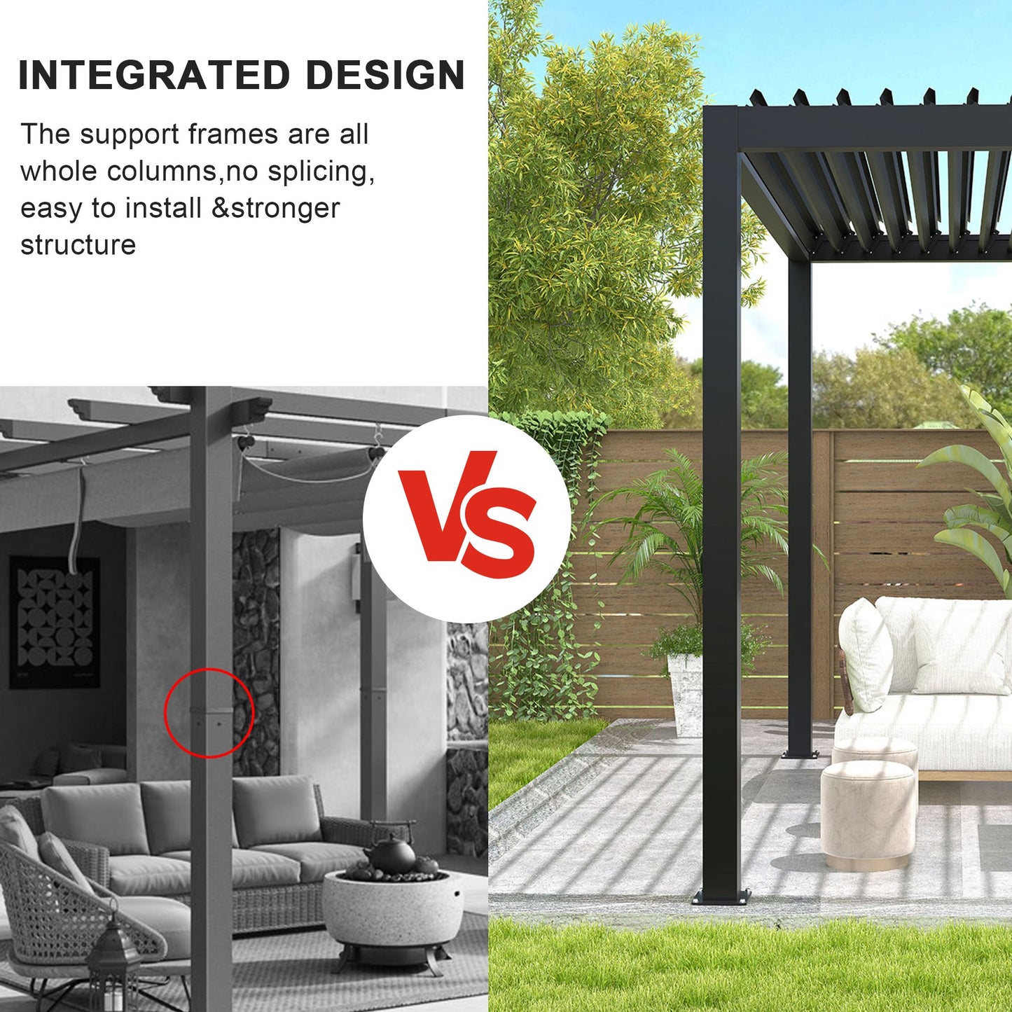 10' x 19' Aluminum Pergola with Adjustable Louvered Roof – Black, Powder-Coated Frame, Steel Louvers