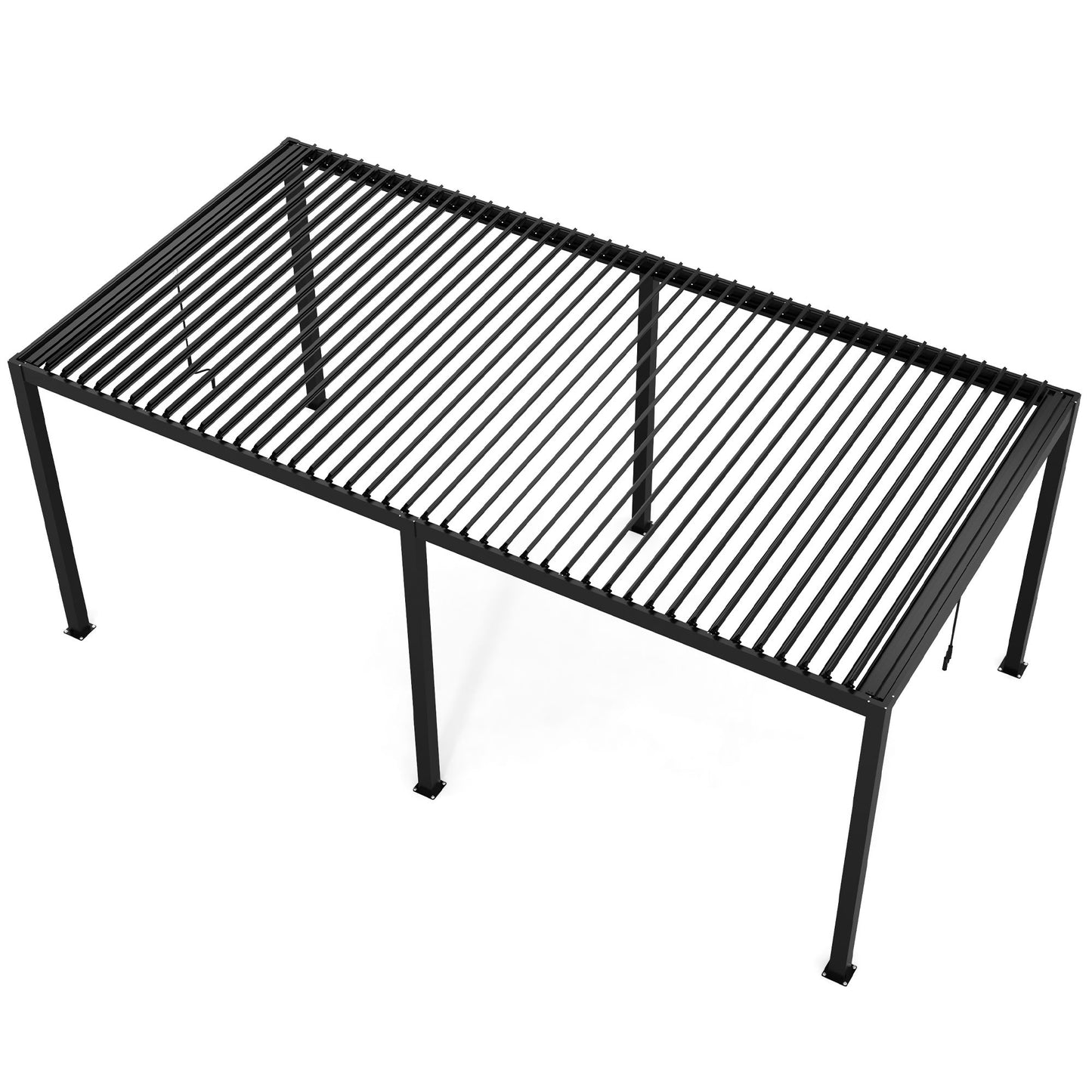 10' x 19' Aluminum Pergola with Adjustable Louvered Roof – Black, Powder-Coated Frame, Steel Louvers
