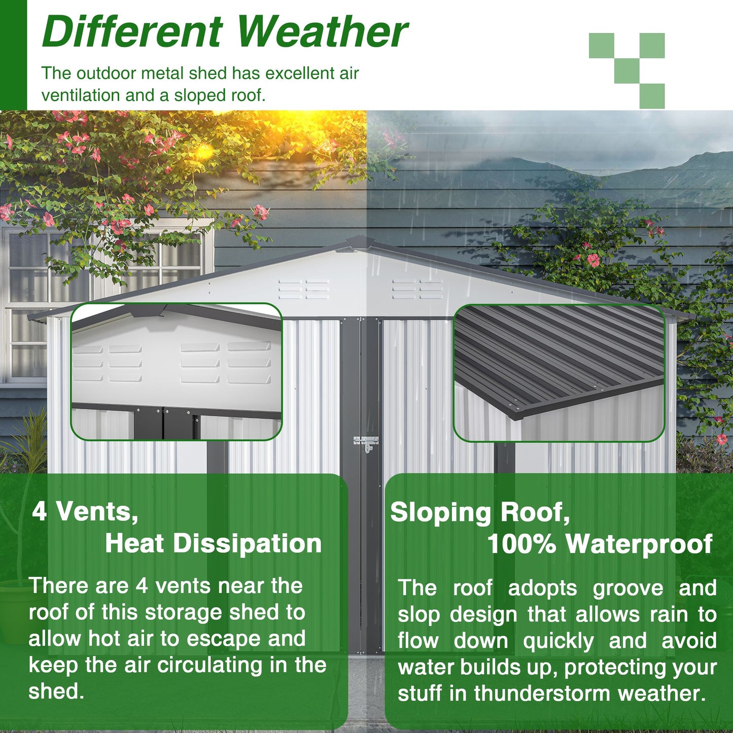 10' x 8' Metal Outdoor Storage Shed with Lockable Doors