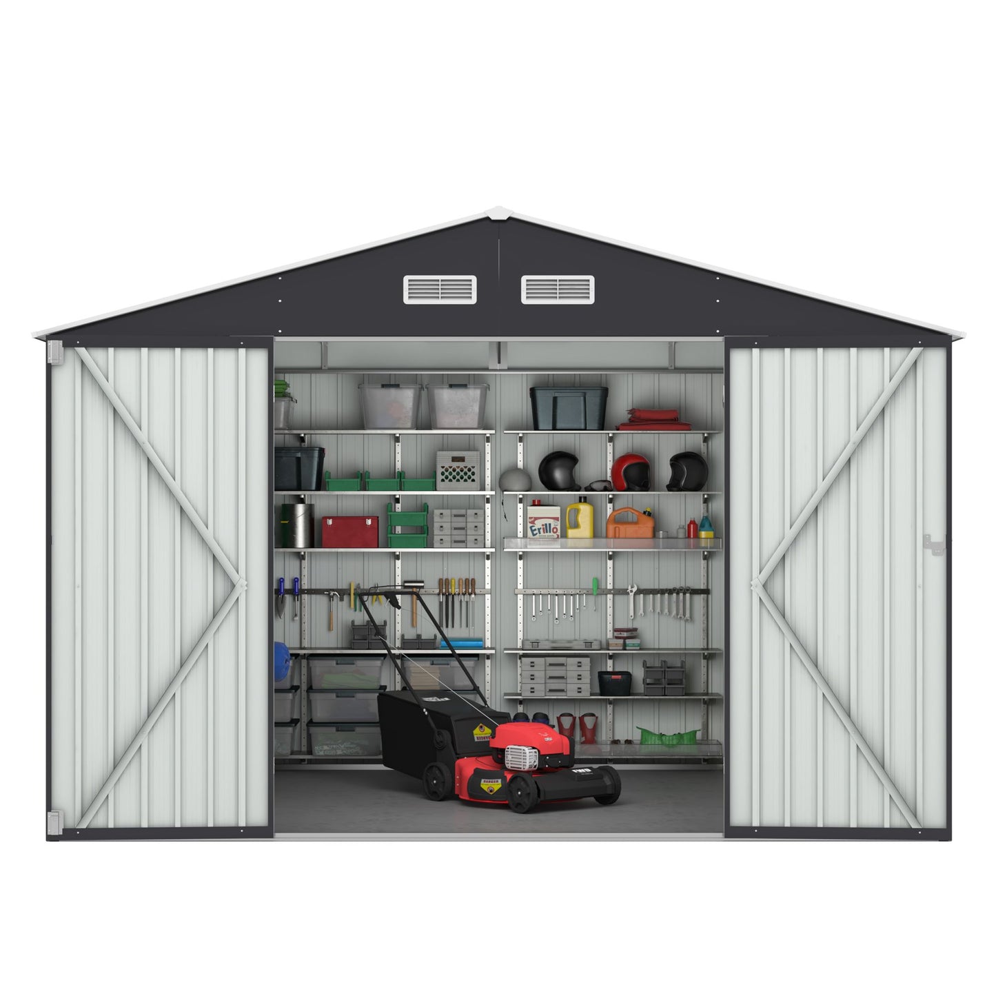 10' x 8' Metal Outdoor Storage Shed with Lockable Doors