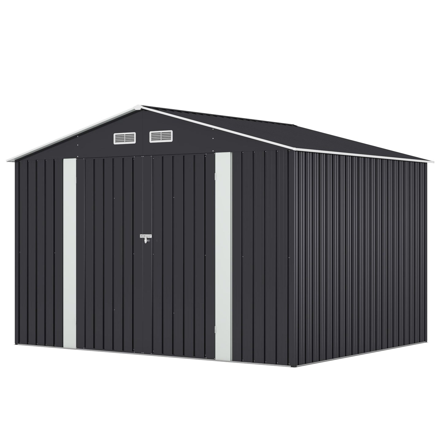 10' x 8' Metal Outdoor Storage Shed with Lockable Doors