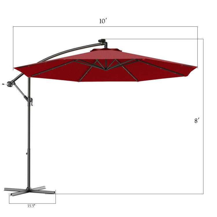 10' Solar LED Lighted Patio Umbrella, Crank & Tilt