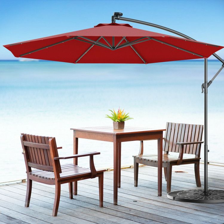 10' Solar LED Lighted Patio Umbrella, Crank & Tilt