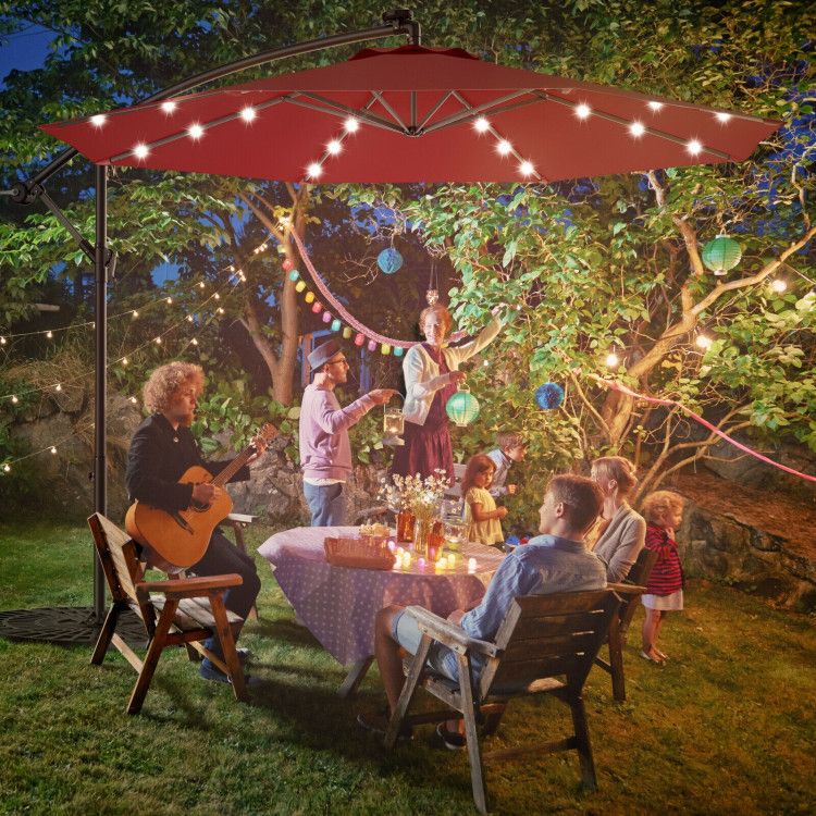 10' Solar LED Lighted Patio Umbrella, Crank & Tilt