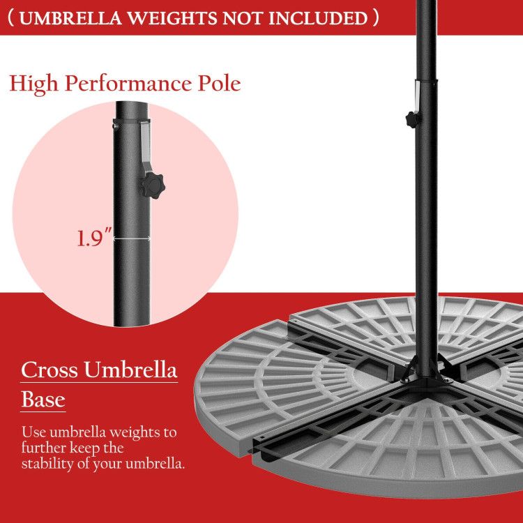 10' Solar LED Lighted Patio Umbrella, Crank & Tilt