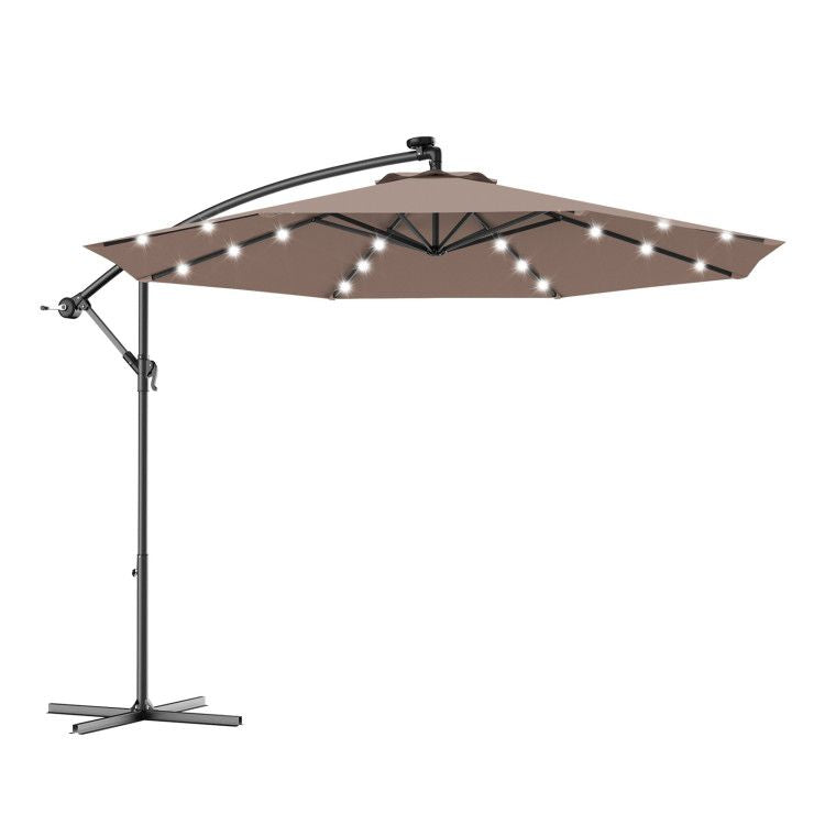 10' Solar LED Lighted Patio Umbrella, Crank & Tilt