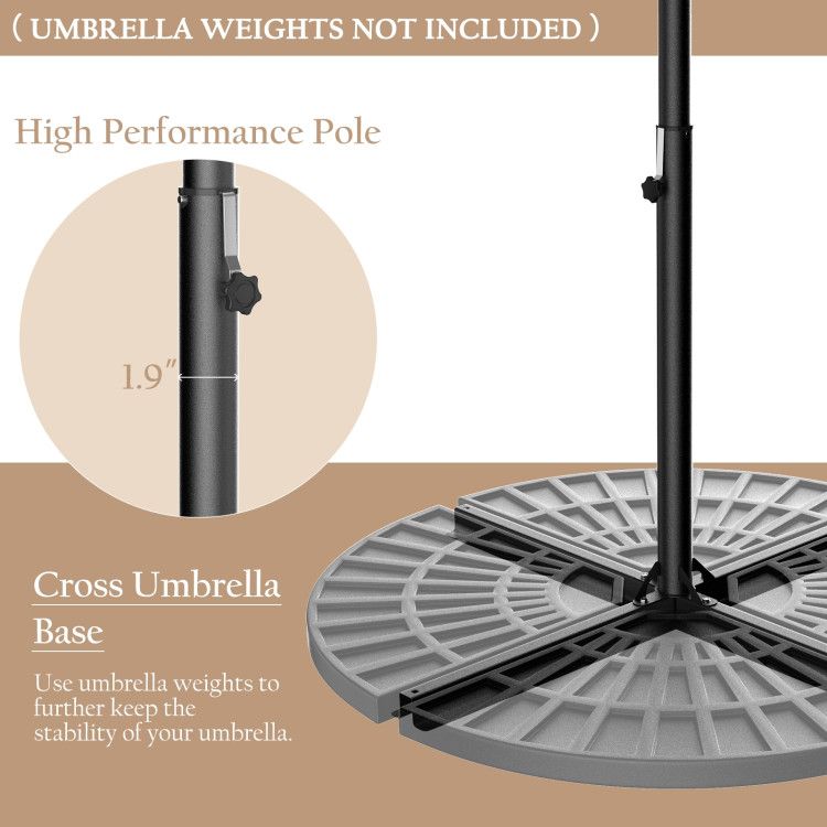 10' Solar LED Lighted Patio Umbrella, Crank & Tilt