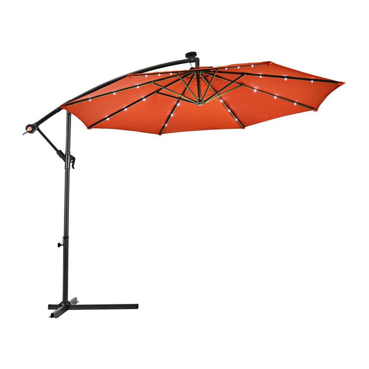 10' Solar LED Lighted Patio Umbrella, Crank & Tilt