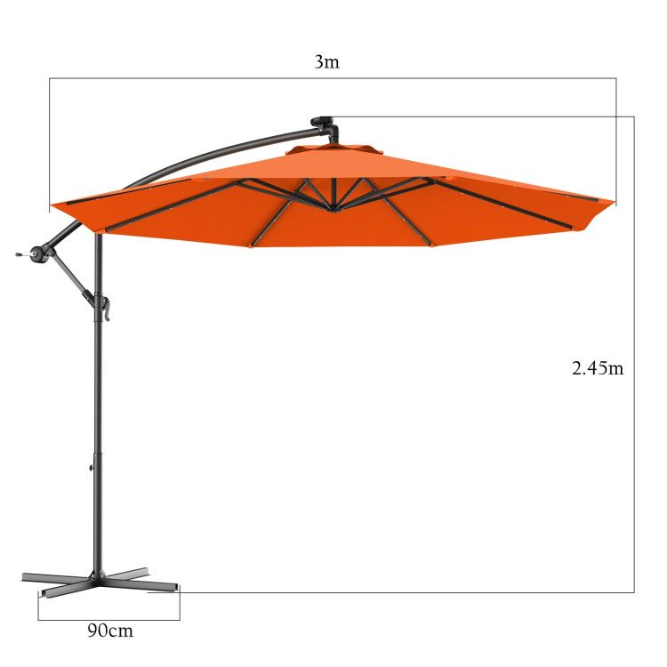 10' Solar LED Lighted Patio Umbrella, Crank & Tilt