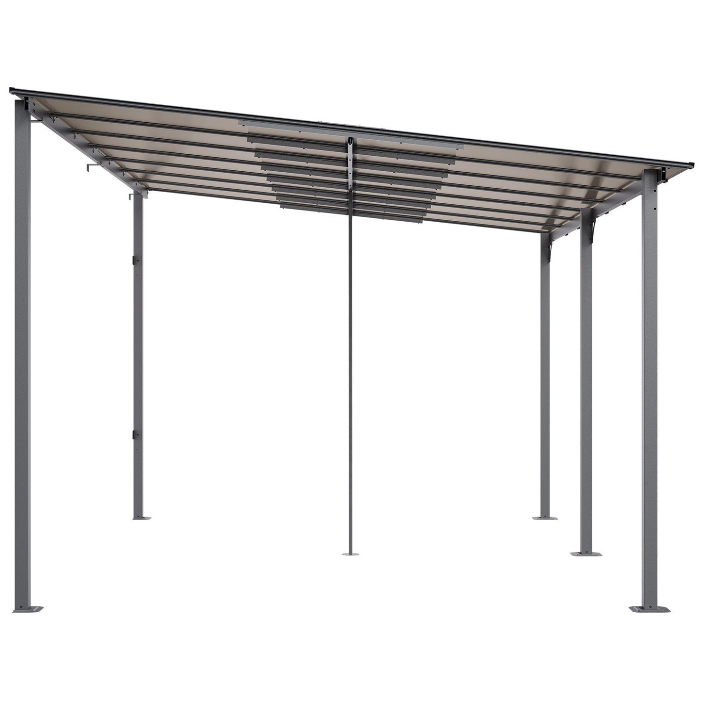 10'x 14' Lean-To Pergola – Sloping Roof, Aluminum Frame, Hard Top Gazebo for Patio
