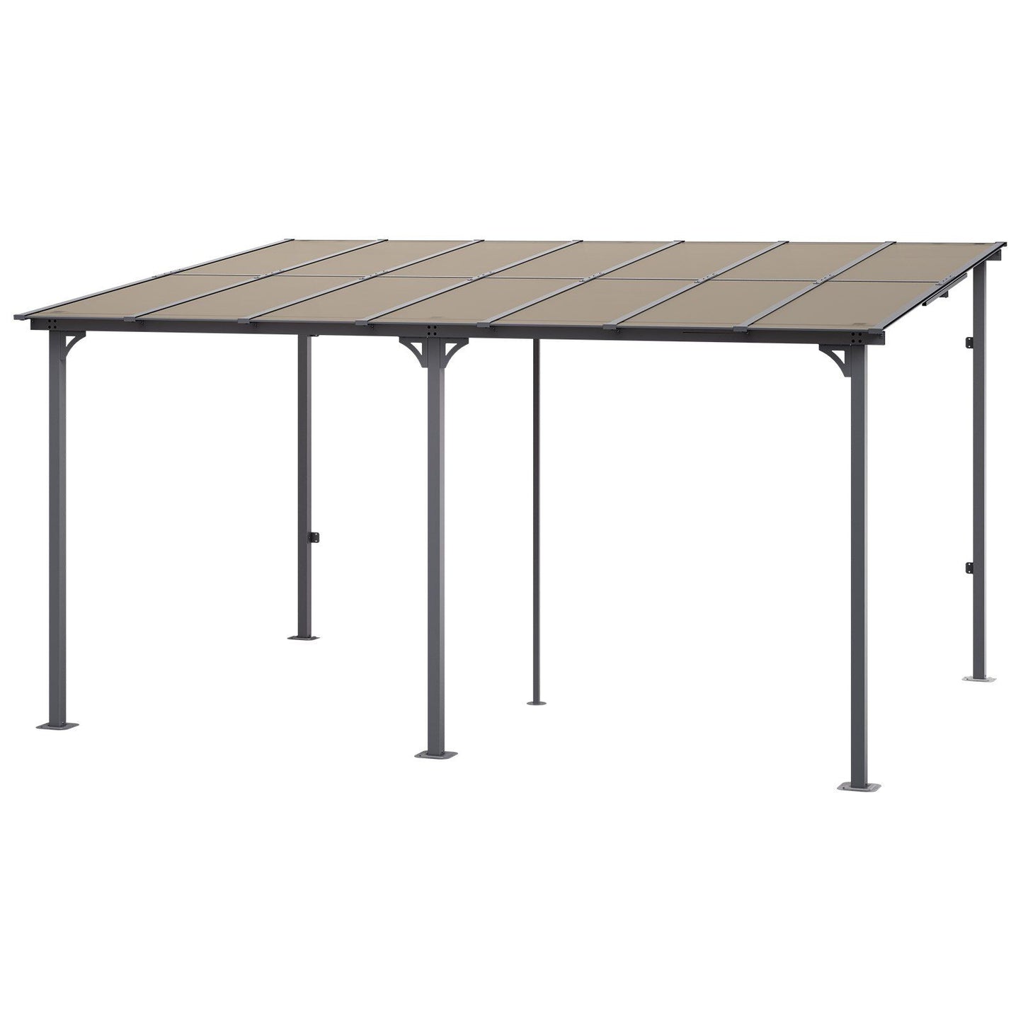 10'x 14' Lean-To Pergola – Sloping Roof, Aluminum Frame, Hard Top Gazebo for Patio