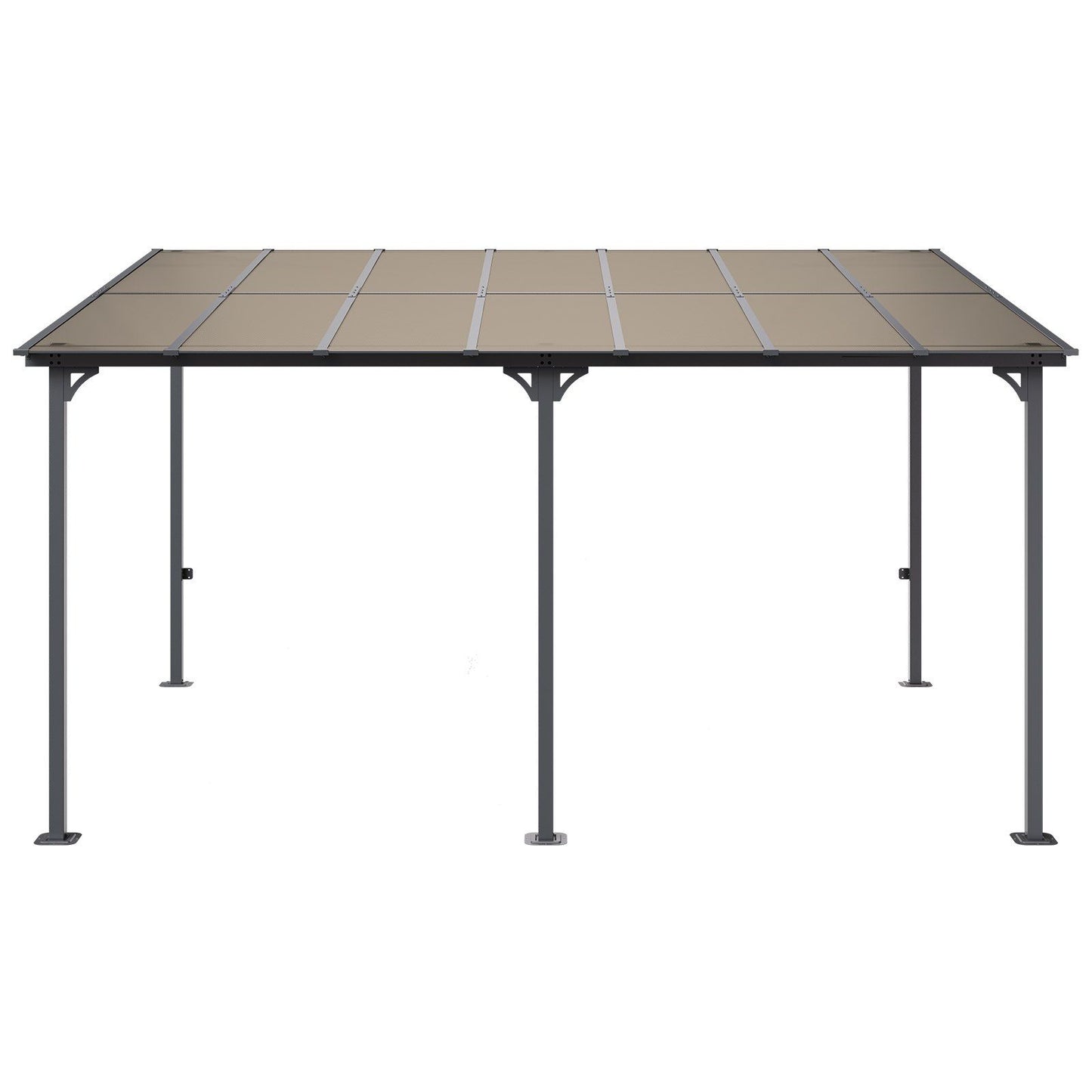 10'x 14' Lean-To Pergola – Sloping Roof, Aluminum Frame, Hard Top Gazebo for Patio