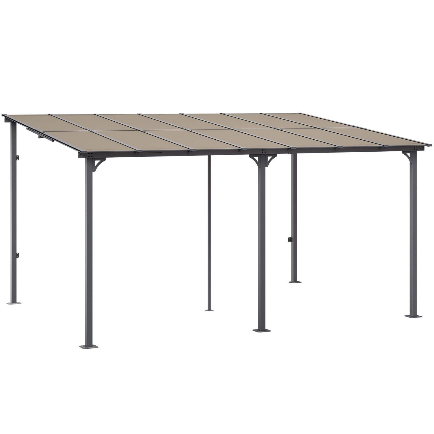 10'x 14' Lean-To Pergola – Sloping Roof, Aluminum Frame, Hard Top Gazebo for Patio