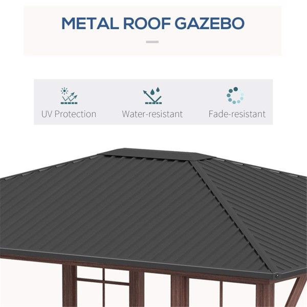 11.94’x 9.81‘ Metal Hardtop Gazebo with Galvanized Steel Frame, Snow Load Capacity 200lbs