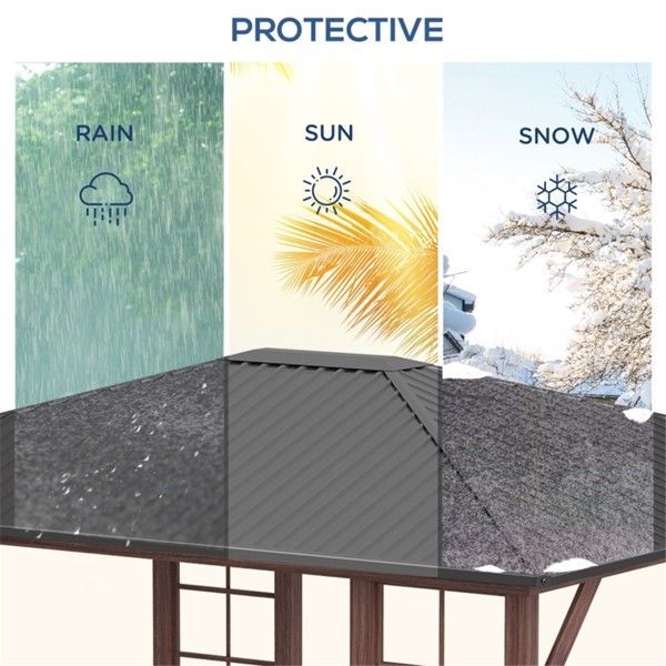 11.94’x 9.81‘ Metal Hardtop Gazebo with Galvanized Steel Frame, Snow Load Capacity 200lbs