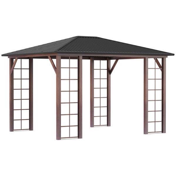 11.94’x 9.81‘ Metal Hardtop Gazebo with Galvanized Steel Frame, Snow Load Capacity 200lbs