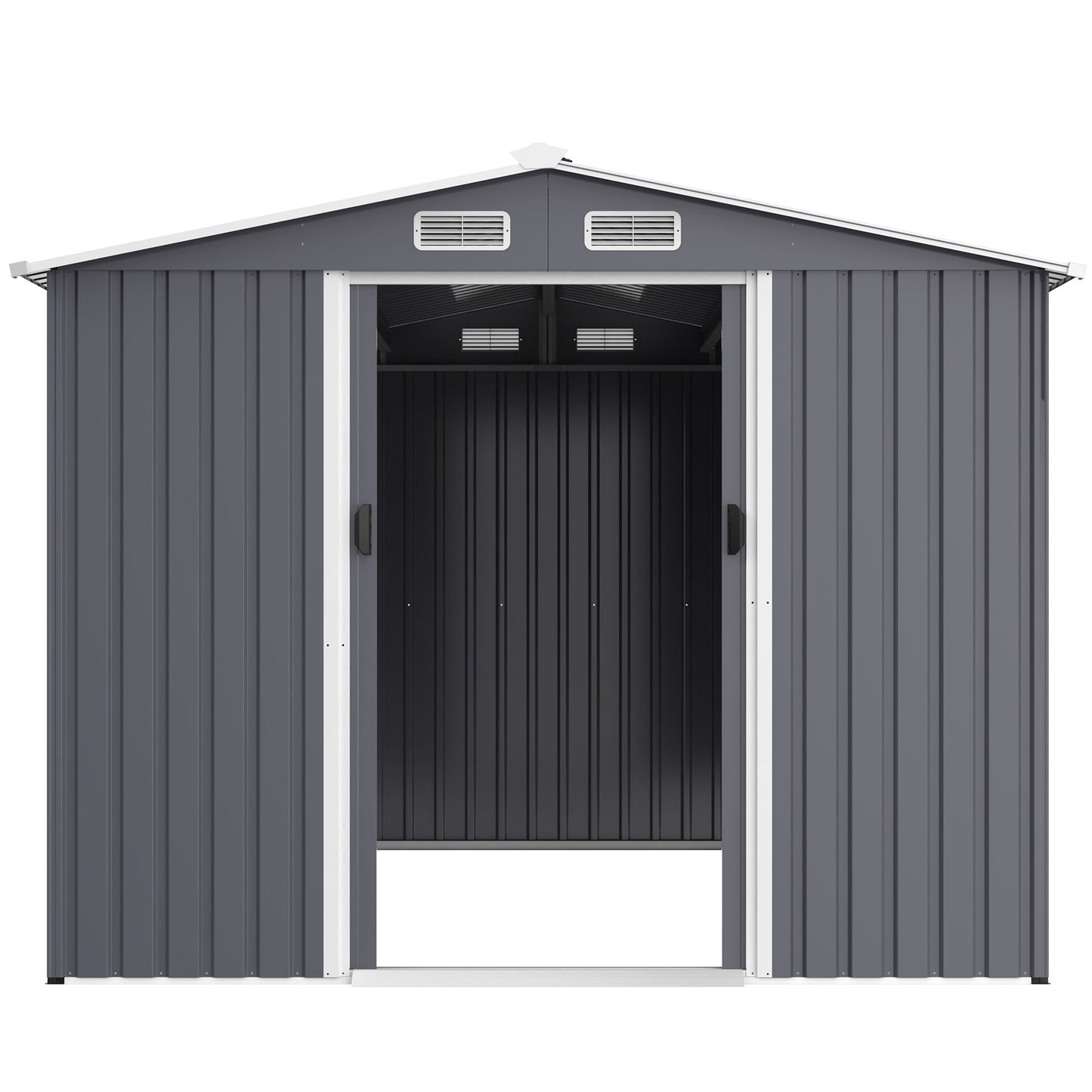 12' x 8' Outdoor Metal Garden Shed with Sliding Doors & Air Vent