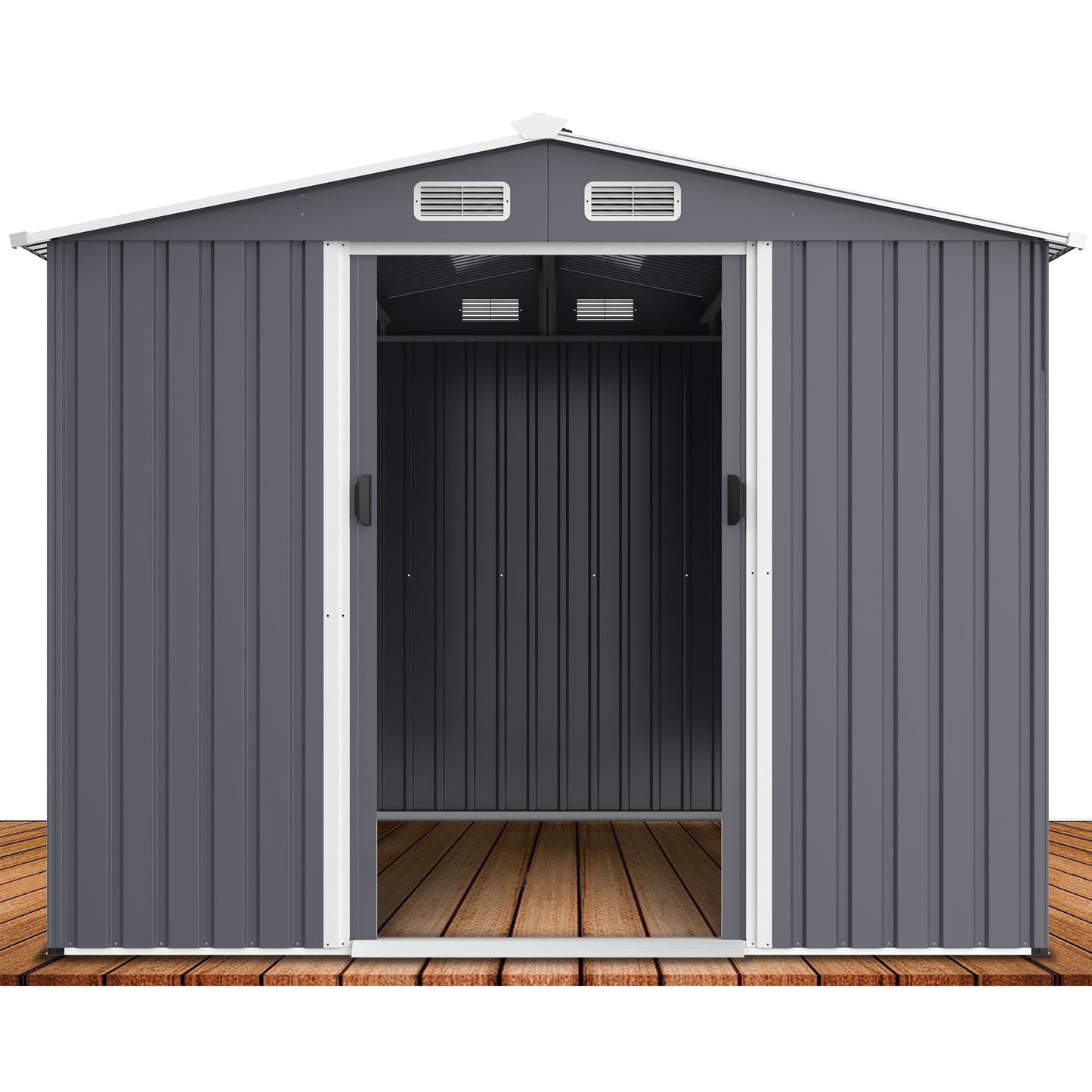 12' x 8' Outdoor Metal Garden Shed with Sliding Doors & Air Vent