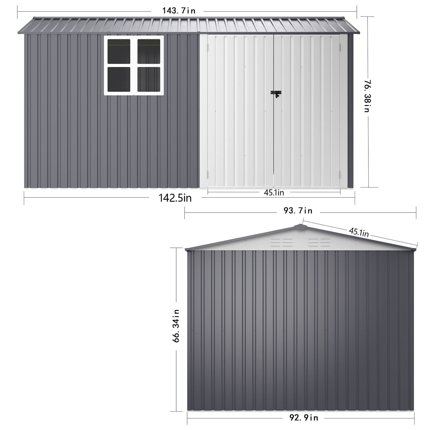 12' x 8' Outdoor Metal Storage Shed, UV-Resistant & Weatherproof Design