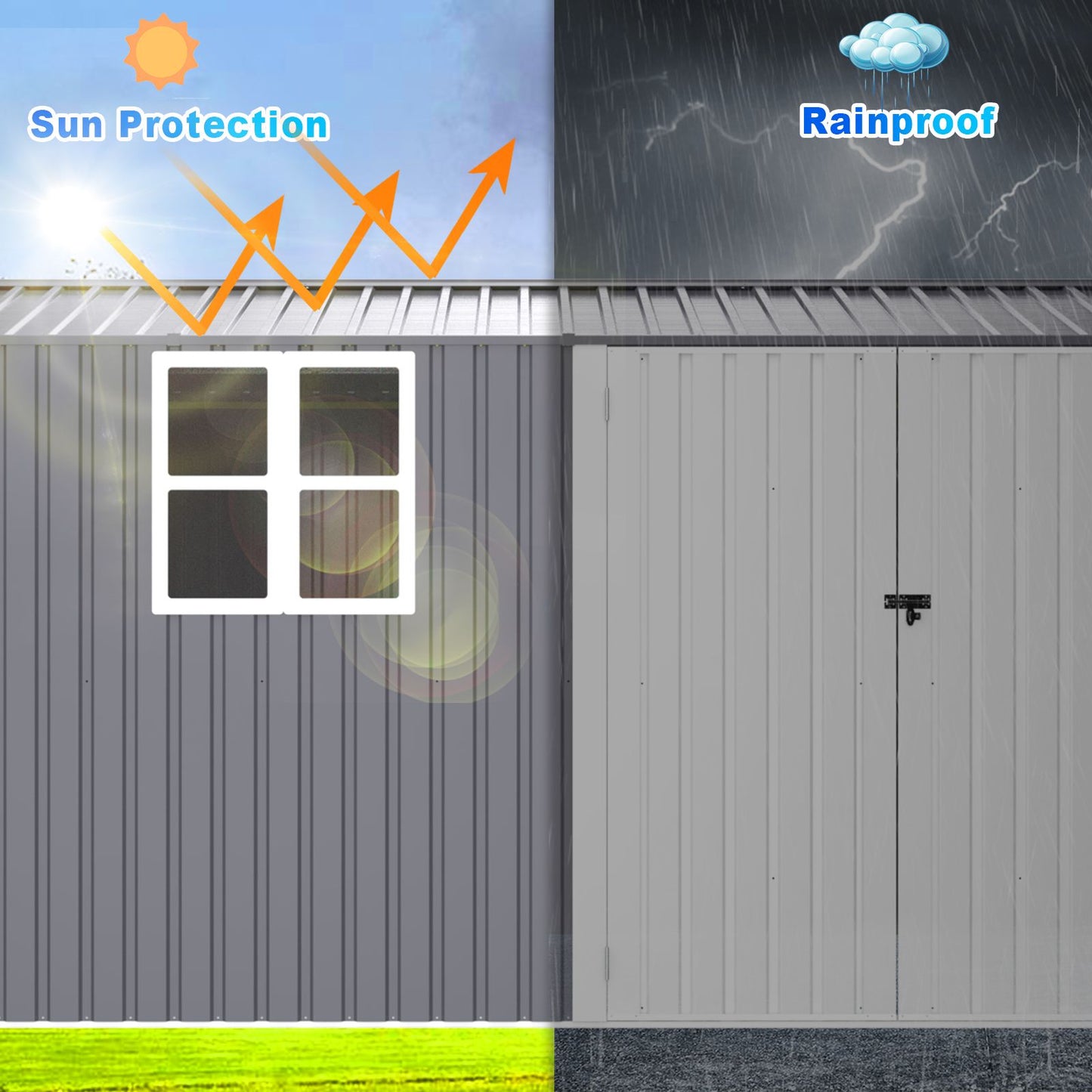 12' x 8' Outdoor Metal Storage Shed, UV-Resistant & Weatherproof Design