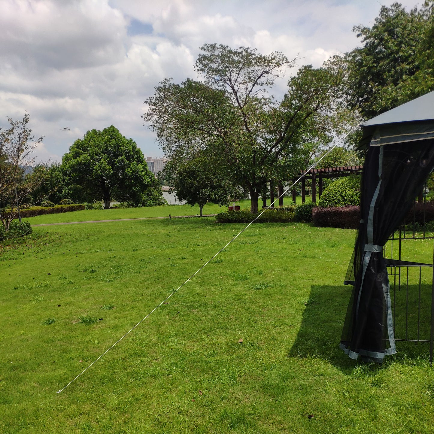 13' x 10' Outdoor Patio Gazebo with Double-Tiered Roof, Removable Mesh Screen, and Mosquito Net, Suitable for Lawn, Garden, Backyard, and Deck