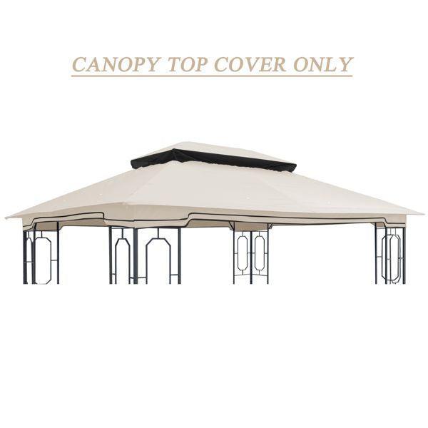 13' x 10' Patio Double Roof Gazebo Replacement Canopy Top, Beige