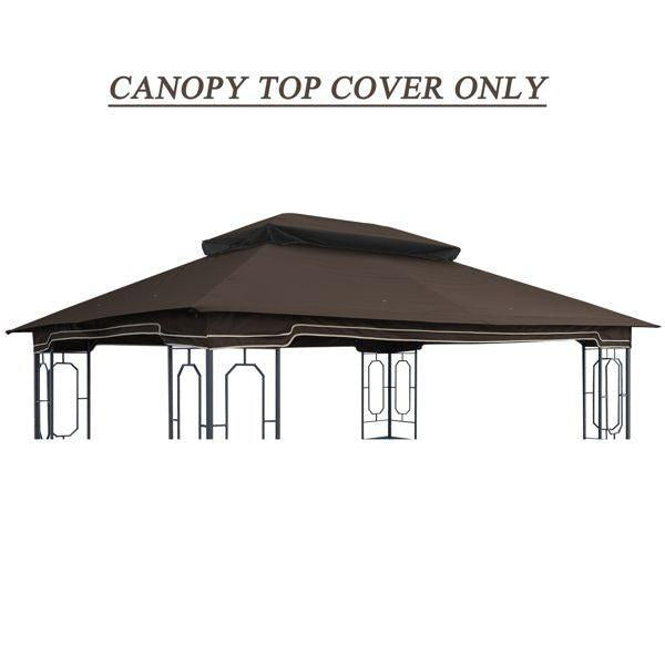 13' x 10' Patio Double Roof Gazebo Replacement Canopy Top Fabric, Brown