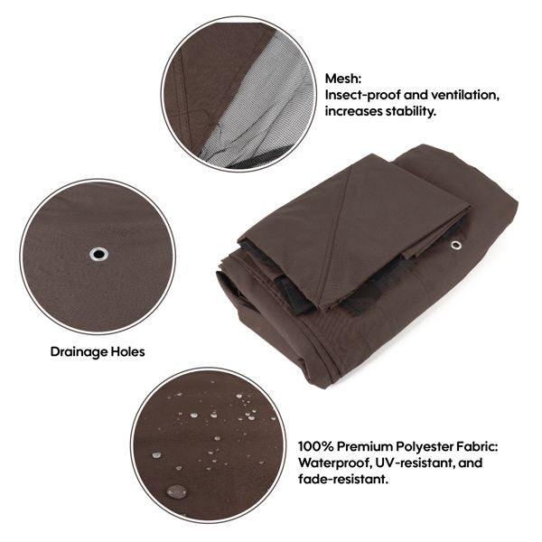 13' x 10' Patio Double Roof Gazebo Replacement Canopy Top Fabric, Brown