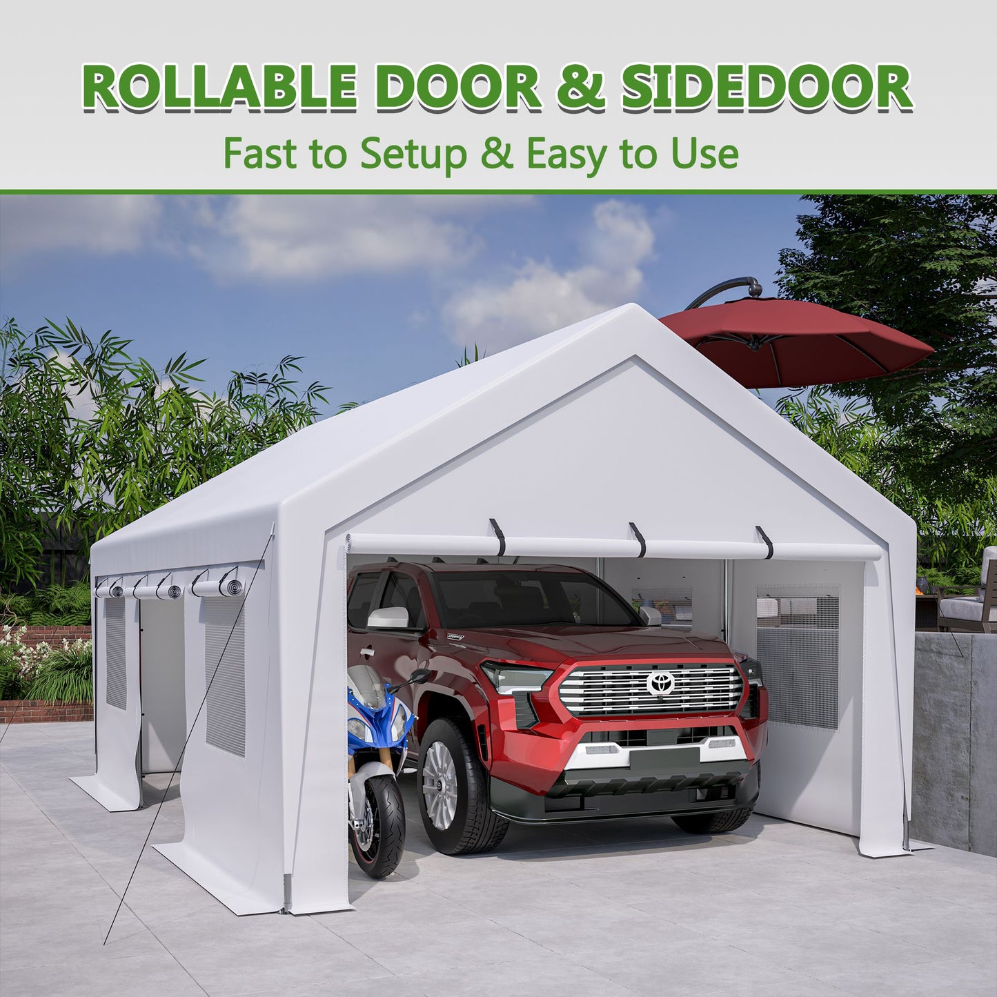 13‘ x20’ Extra-Large Heavy Duty Carport Tent with Removable Sidewalls