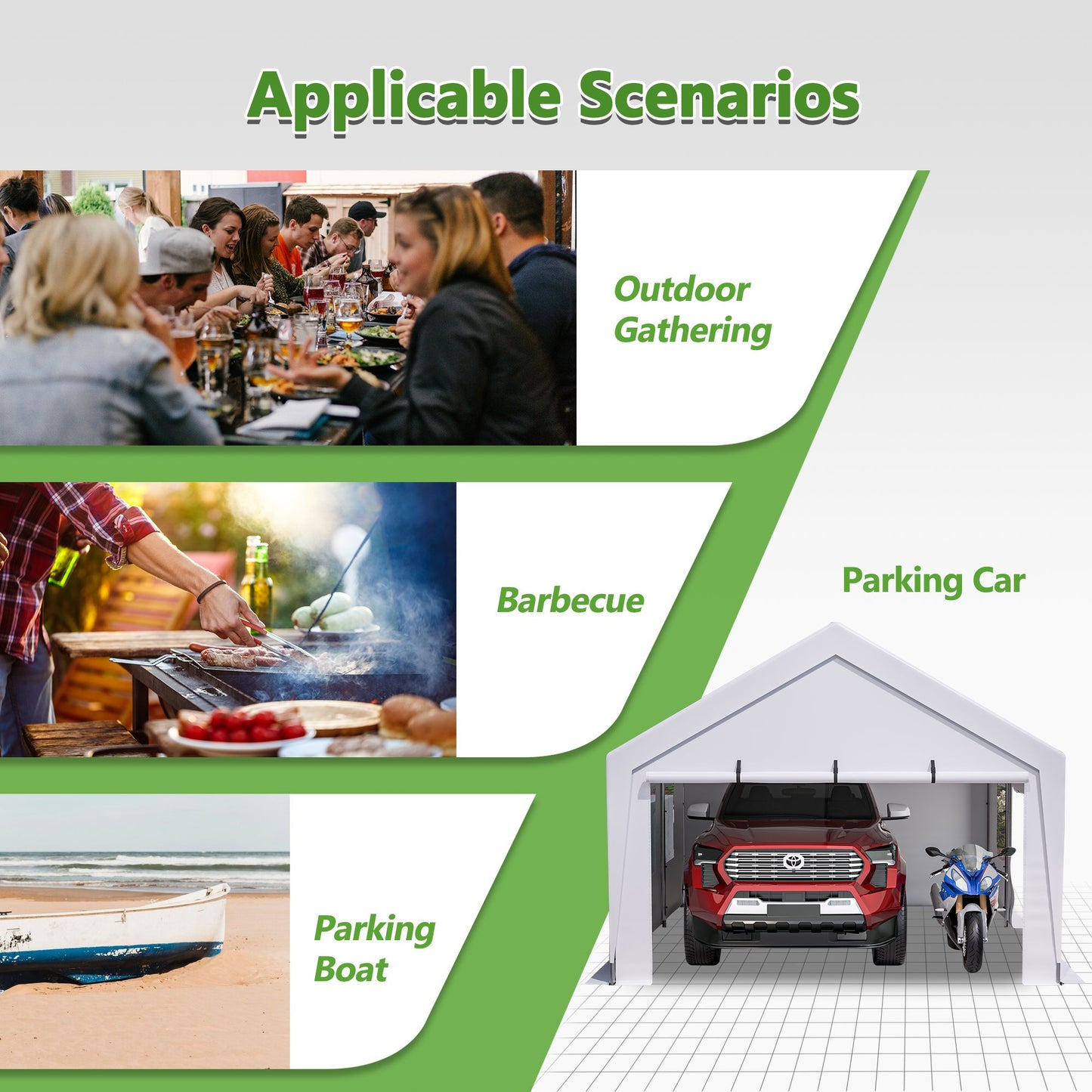 13‘ x20’ Extra-Large Heavy Duty Carport Tent with Removable Sidewalls