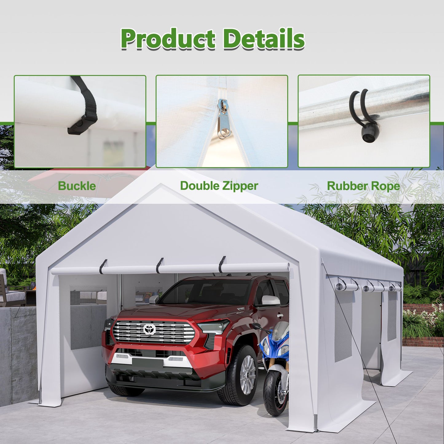 13‘ x20’ Extra-Large Heavy Duty Carport Tent with Removable Sidewalls