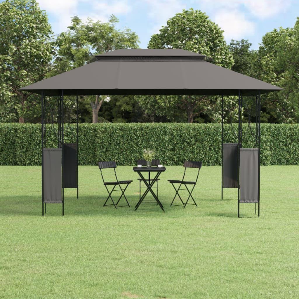 13.1' x 9.8' x 8.8' Anthracite Gazebo with Steel Roof, Trendy Garden Shelter for Family Gatherings and Events