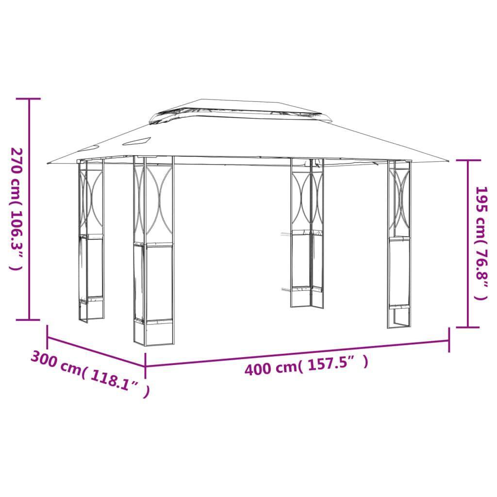 13.1' x 9.8' x 8.8' Anthracite Gazebo with Steel Roof, Trendy Garden Shelter for Family Gatherings and Events