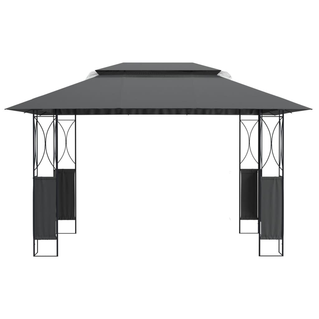 13.1' x 9.8' x 8.8' Anthracite Gazebo with Steel Roof, Trendy Garden Shelter for Family Gatherings and Events