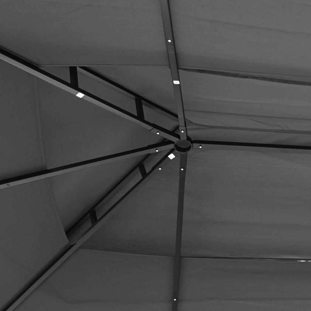 13.1' x 9.8' x 8.8' Anthracite Gazebo with Steel Roof, Trendy Garden Shelter for Family Gatherings and Events