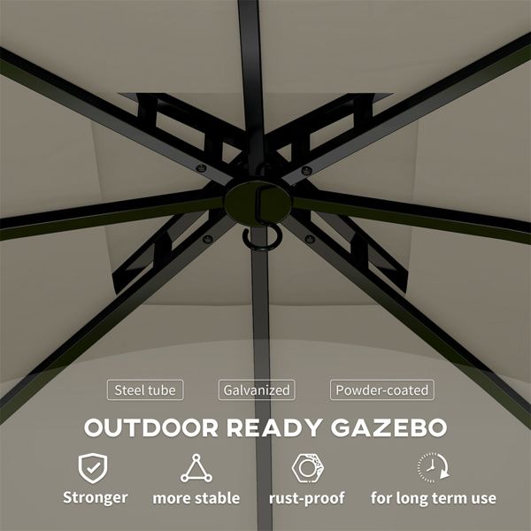 13.8‘ x13.8 ’ Outdoor Gazebo with Two-Tier Roof and UV Protection