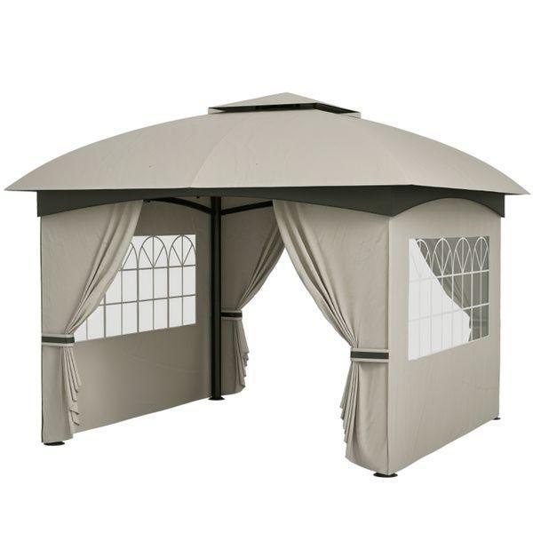 13.8‘ x13.8 ’ Outdoor Gazebo with Two-Tier Roof and UV Protection