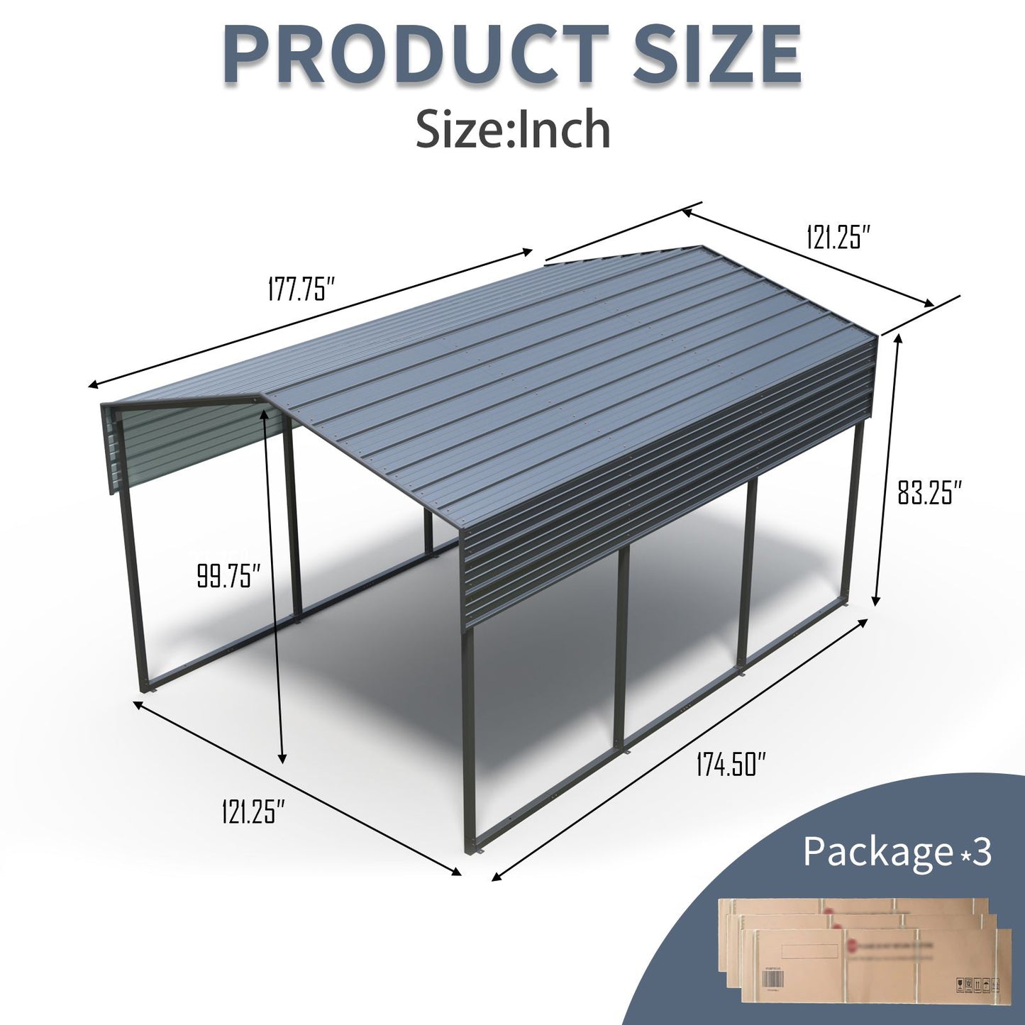 14.5' x 10' Heavy-Duty Outdoor Carport Canopy, Multi-Purpose Shelter