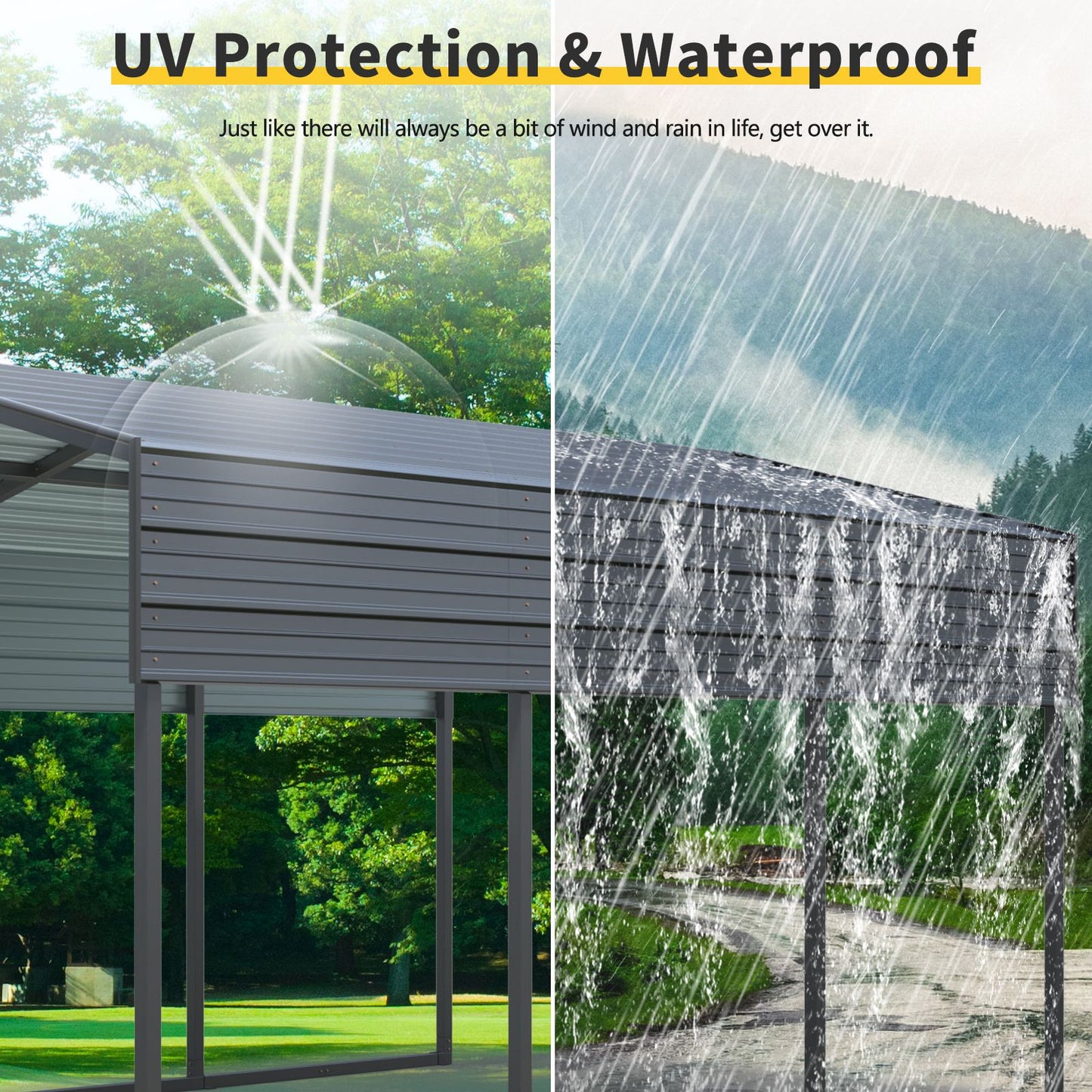 14.5' x 10' Heavy-Duty Outdoor Carport Canopy, Multi-Purpose Shelter