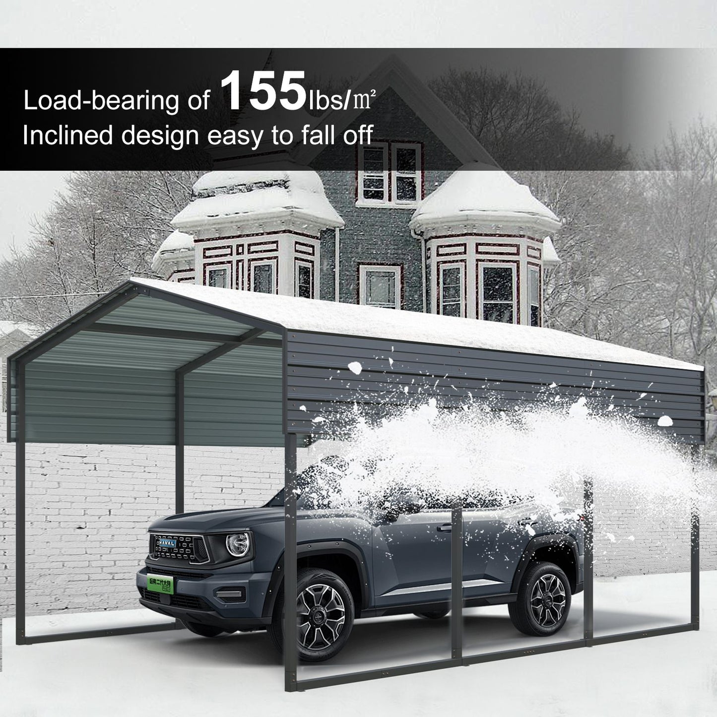 14.5' x 10' Heavy-Duty Outdoor Carport Canopy, Multi-Purpose Shelter