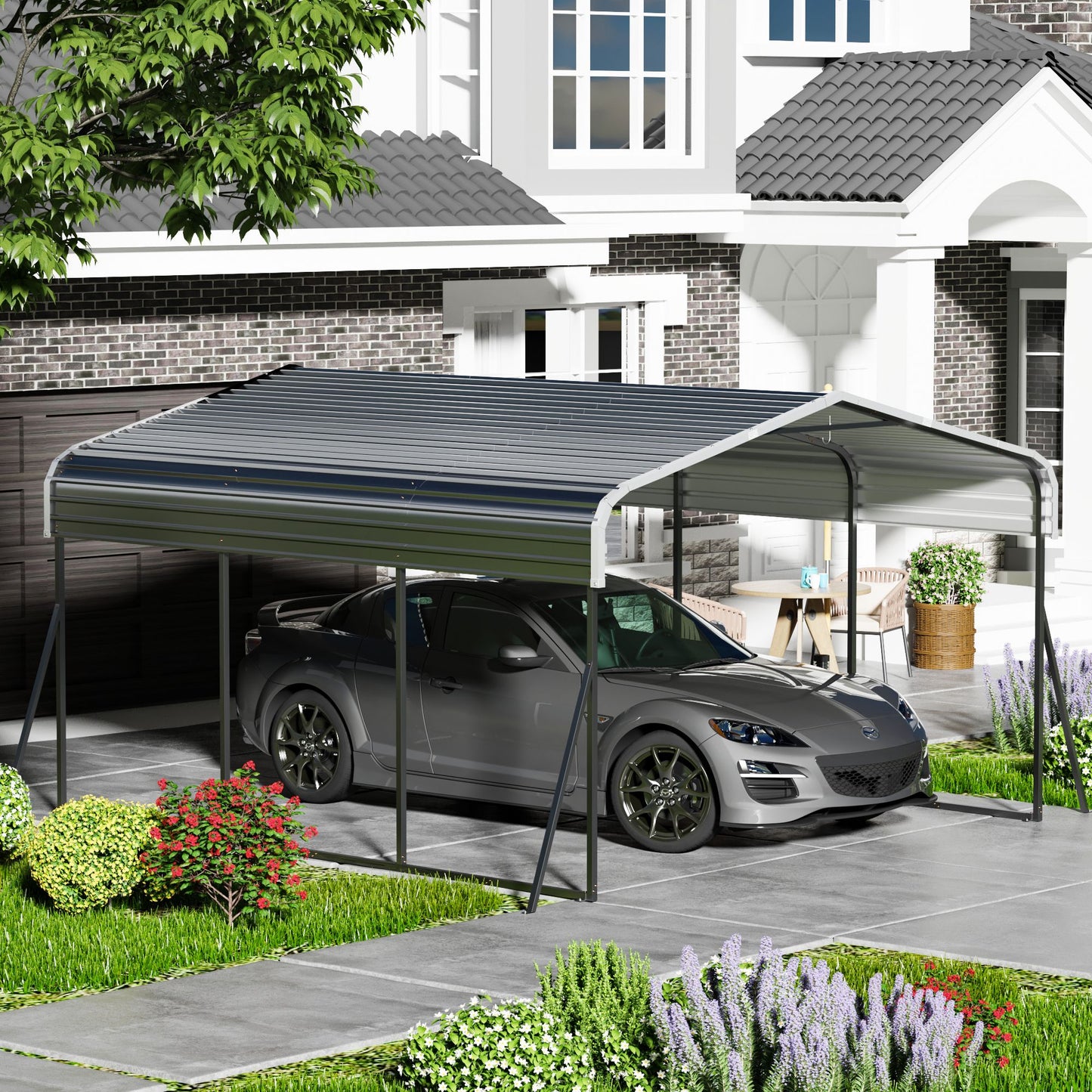15' x 12' Metal Carport Outdoor Heavy Duty for Backyard