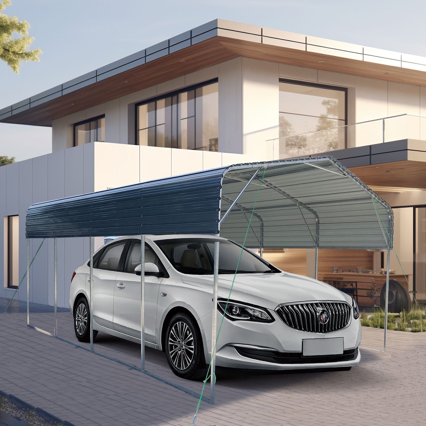 19' x 11' Metal Carport Garage with Galvanized Steel Roof
